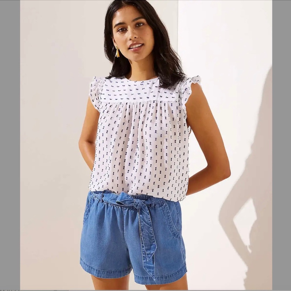 Loft Flutter Shell with Navy Detail